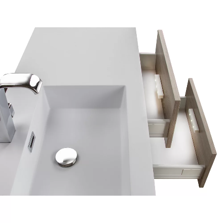 Cutler FV BW ORGANIC42 Beachwood 42" Single Sink Wall Mounted Cultured Marble Top Bathroom Vanity - Organic