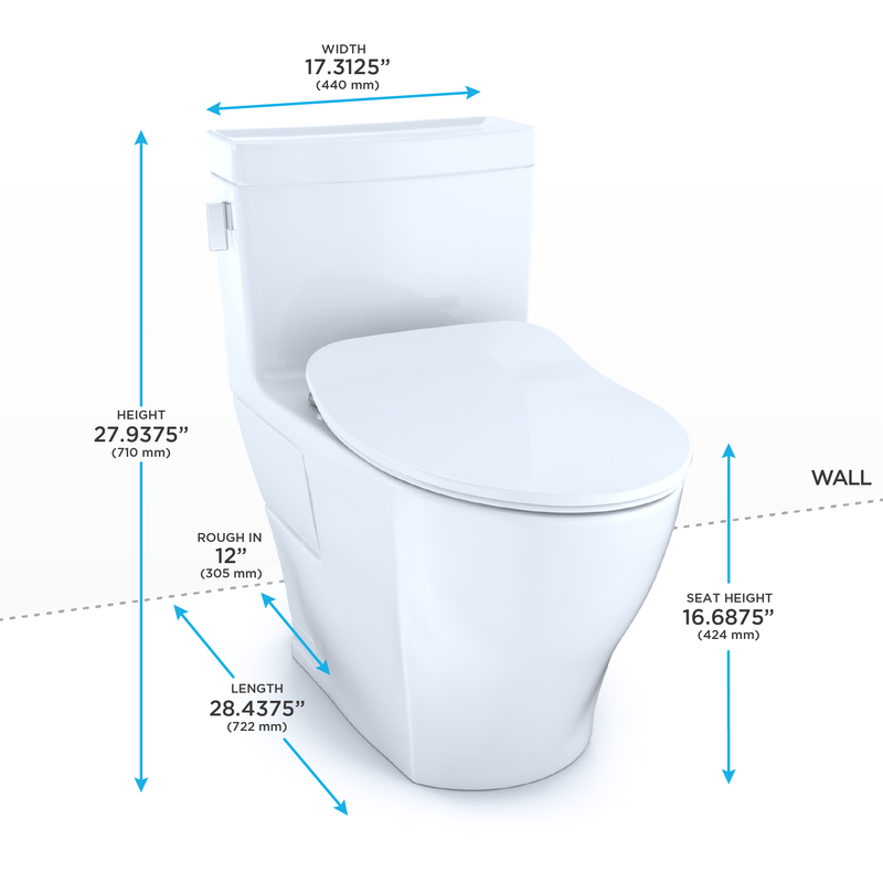 TOTO MS624234CEFG#01 Legato One-Piece Elongated 1.28 GPF Toilet with CEFIONTECT and SoftClose Seat, WASHLET+ Ready, Cotton White - view 2
