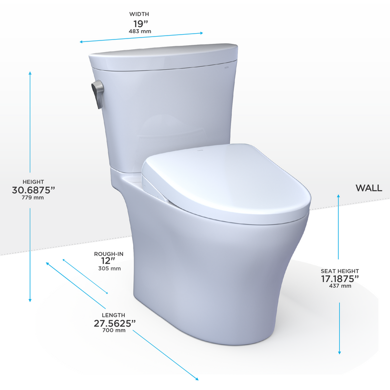 TOTO MW4484736CEMFGNA#01 WASHLET+ Aquia IV Arc Two-Piece Elongated Dual Flush 1.28 and 0.9 GPF Toilet with Auto Flush S7A Contemporary Bidet Seat, Cotton White - view 2