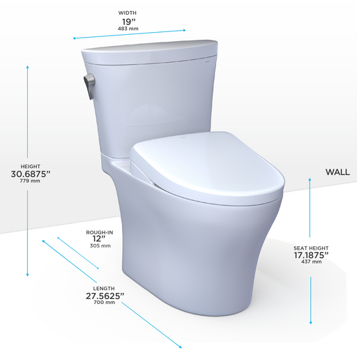 TOTO MW4484726CEMFGN#01 WASHLET+ Aquia IV Arc Two-Piece Elongated Dual Flush 1.28 and 0.9 GPF Toilet with S7 Contemporary Bidet Seat, Cotton White - view 2