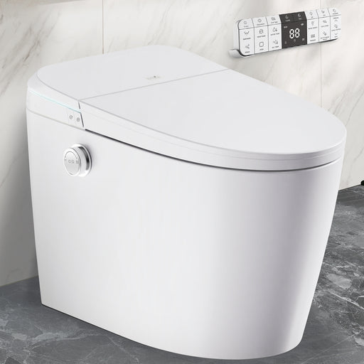 Anzzi TL-AZ19TWH ENVO Dia Series One-Piece Auto Open Smart Bidet Toilet with Dual Flush, Heated Seat, and Foot Sensor