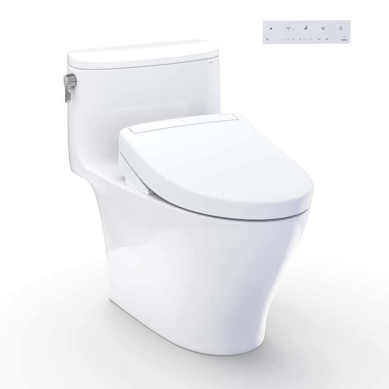 TOTO MW6423446CEFG#01 WASHLET+ Nexus One-Piece Elongated 1.28 GPF Toilet and WASHLET S5 Bidet Seat, Cotton White