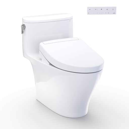 TOTO MW6423446CEFG#01 WASHLET+ Nexus One-Piece Elongated 1.28 GPF Toilet and WASHLET S5 Bidet Seat, Cotton White