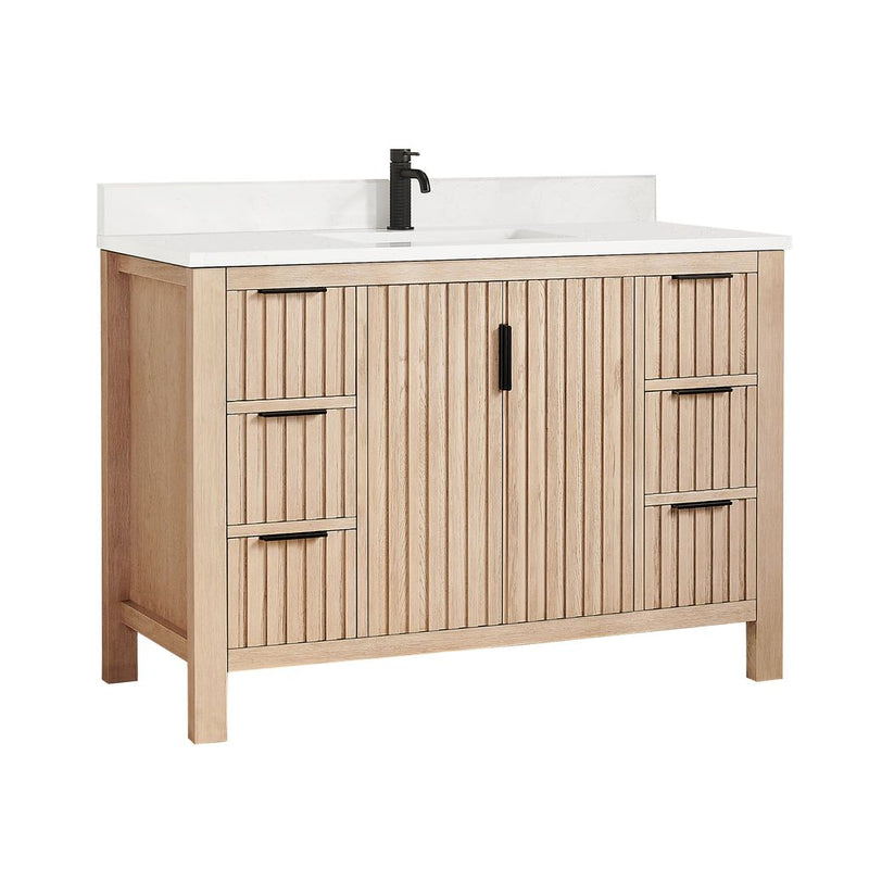 Vinnova 704248-AN-GW Shenzhen 48" Single Sink Bath Vanity in Aged Natural Oak