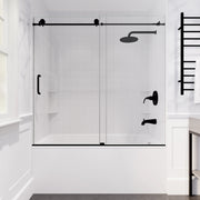Anzzi Don Series Frameless Sliding Tub Door in Matte Black