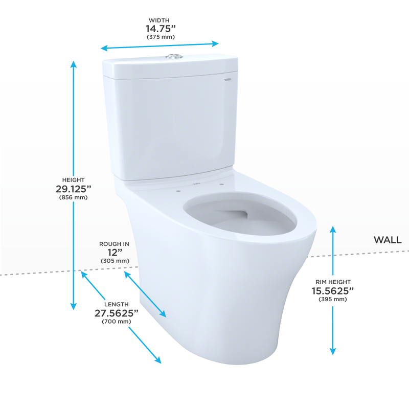 TOTO CST446CEMGN#01 Aquia IV Two-Piece Elongated Dual Flush 1.28 and 0.9 GPF Skirted Toilet with CEFIONTECT, Cotton White - view 2