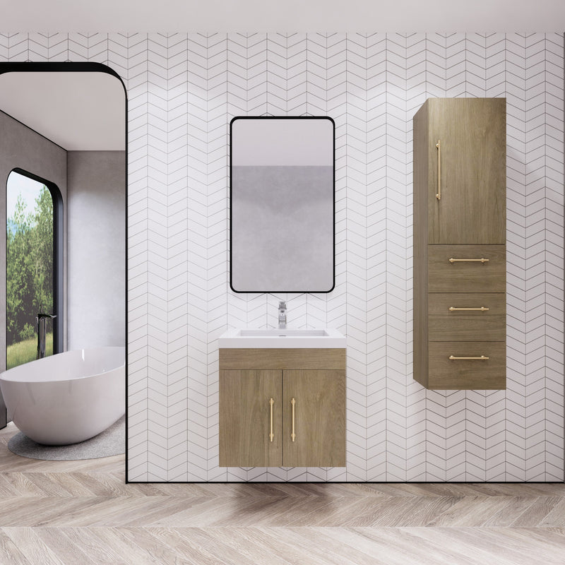 Moreno Bath ELSA24WH Elsa 24" Floating Bathroom Vanity with Reinforced Acrylic Sink Top