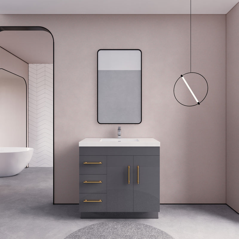 Moreno Bath ELSA36LFS Elsa 36" Freestanding Vanity With Reinforced Acrylic Sink Top (Left Side Drawers)