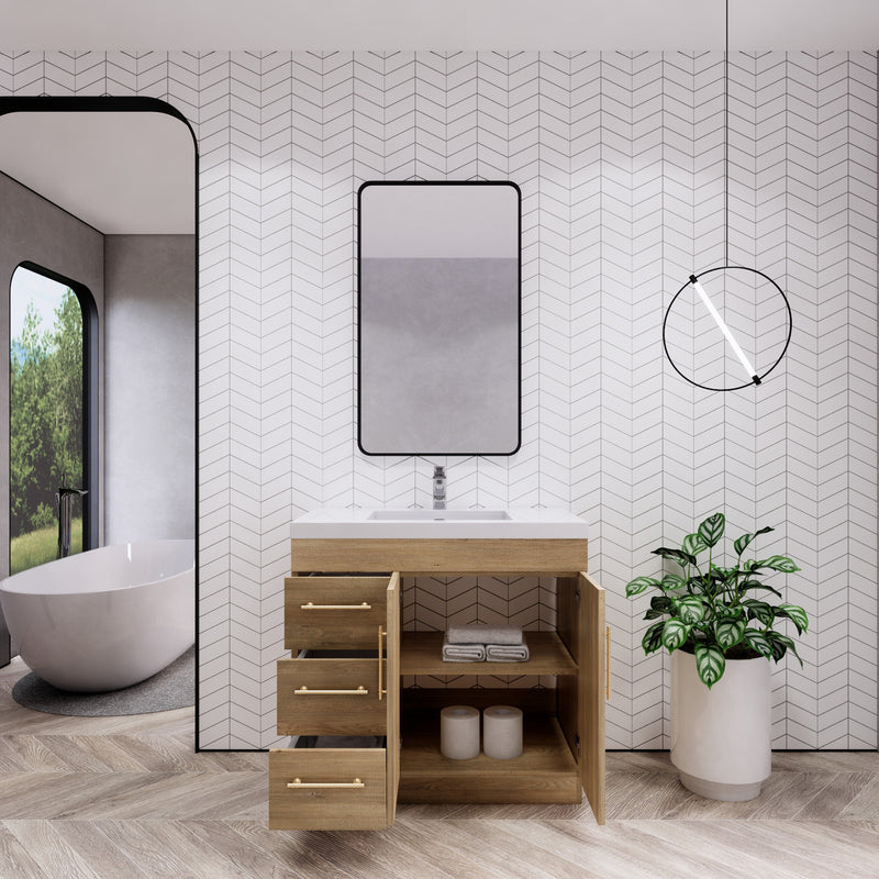 Moreno Bath ELSA36LFS Elsa 36" Freestanding Vanity With Reinforced Acrylic Sink Top (Left Side Drawers)