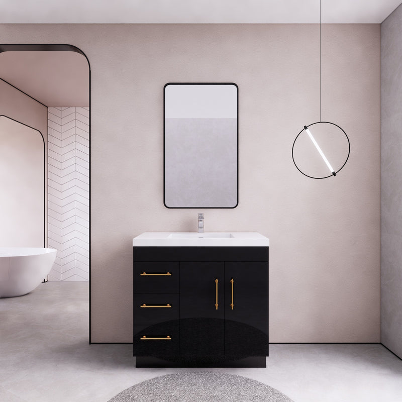 Moreno Bath ELSA36LFS Elsa 36" Freestanding Vanity With Reinforced Acrylic Sink Top (Left Side Drawers)