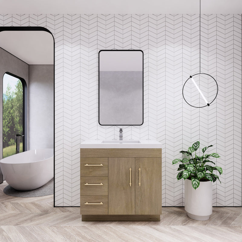 Moreno Bath ELSA36LFS Elsa 36" Freestanding Vanity With Reinforced Acrylic Sink Top (Left Side Drawers)