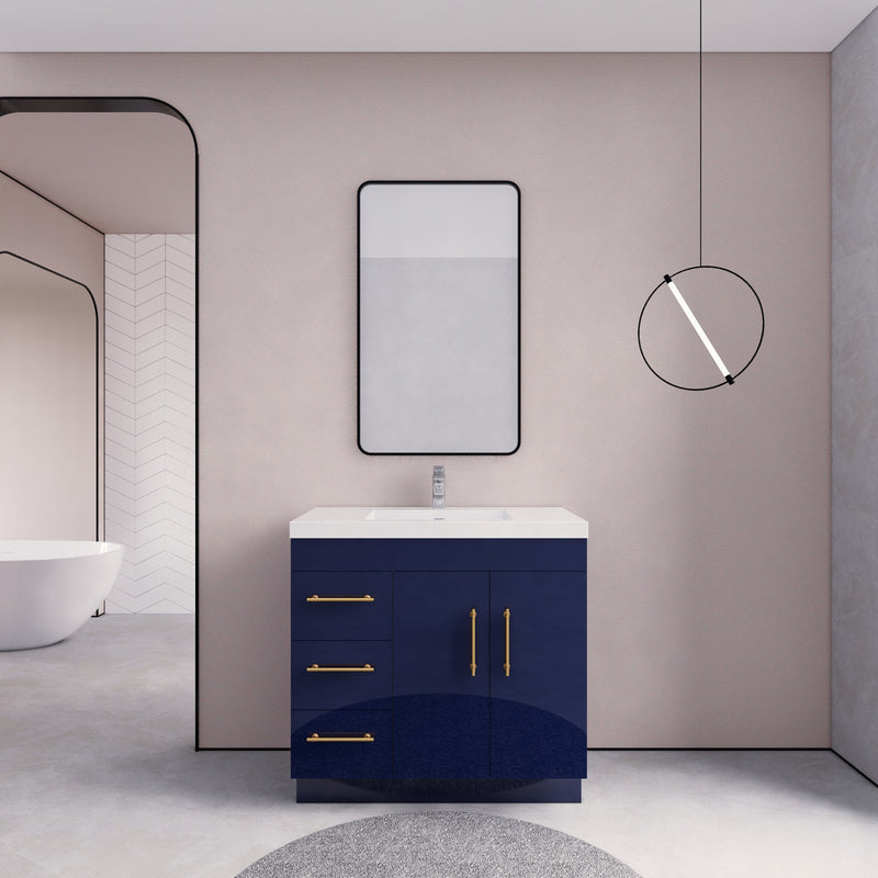 Moreno Bath ELSA36LFS Elsa 36" Freestanding Vanity With Reinforced Acrylic Sink Top (Left Side Drawers)
