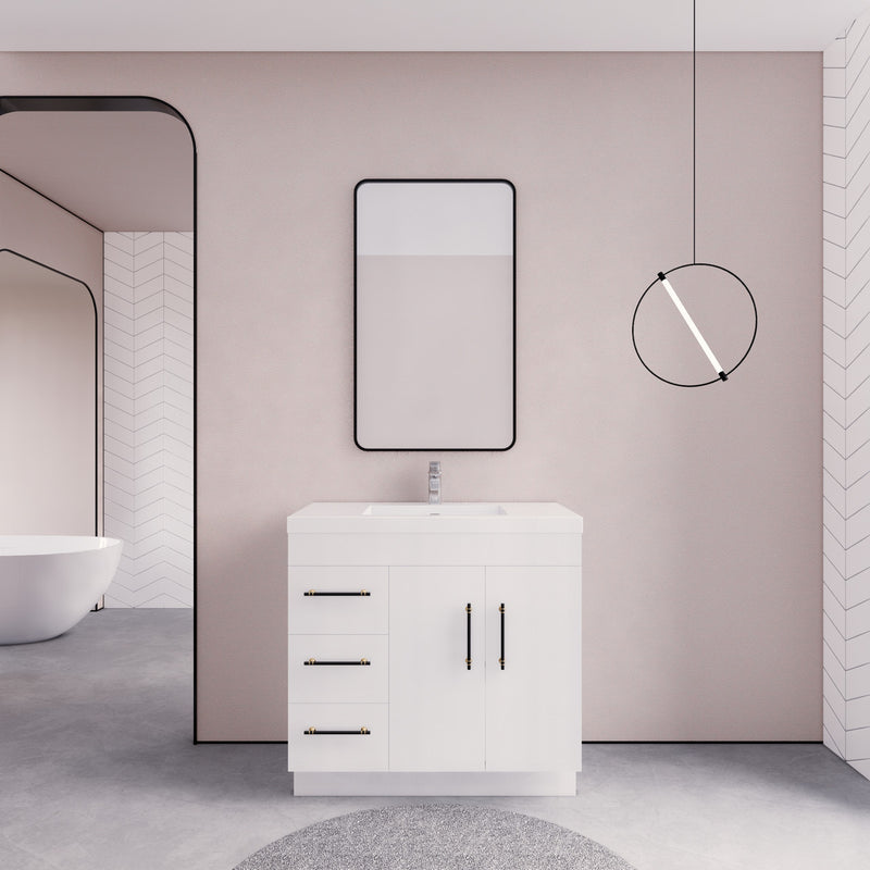Moreno Bath ELSA36LFS Elsa 36" Freestanding Vanity With Reinforced Acrylic Sink Top (Left Side Drawers)