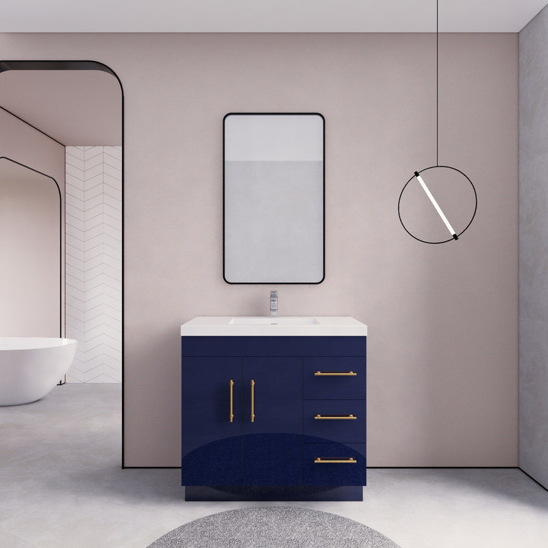 Moreno Bath ELSA36RFS Elsa 36" Freestanding Vanity With Reinforced Acrylic Sink Top (Right Side Drawers)