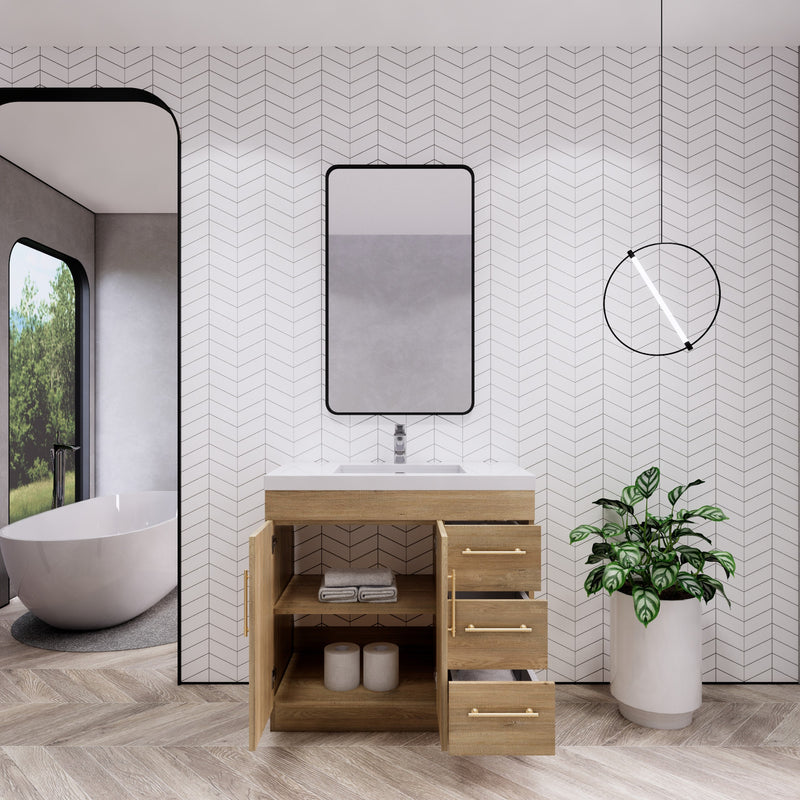 Moreno Bath ELSA36RFS Elsa 36" Freestanding Vanity With Reinforced Acrylic Sink Top (Right Side Drawers)