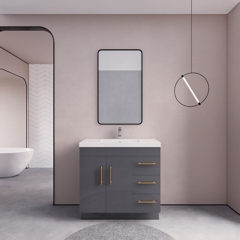 Moreno Bath ELSA36RFS Elsa 36" Freestanding Vanity With Reinforced Acrylic Sink Top (Right Side Drawers)
