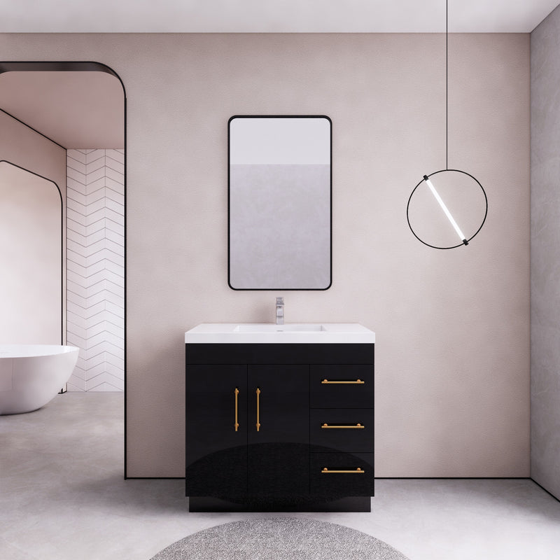 Moreno Bath ELSA36RFS Elsa 36" Freestanding Vanity With Reinforced Acrylic Sink Top (Right Side Drawers)