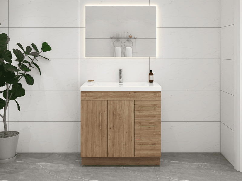 Moreno Bath ELSA36RFS Elsa 36" Freestanding Vanity With Reinforced Acrylic Sink Top (Right Side Drawers)