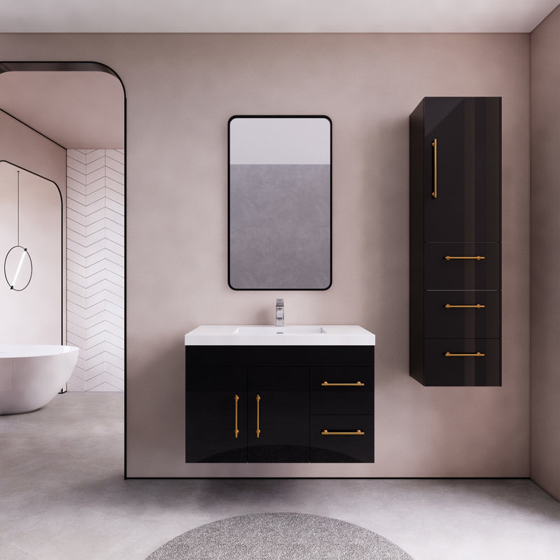 Moreno Bath ELSA36RWH Elsa 36" Floating Bathroom Vanity With Reinforced Acrylic Sink Top (Right Side Drawers)