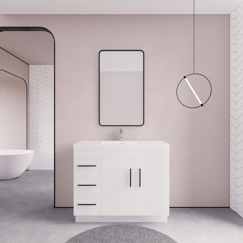 Moreno Bath ELSA42LFS Elsa 42" Freestanding Vanity With Reinforced Acrylic Sink Top (Left Side Drawers)