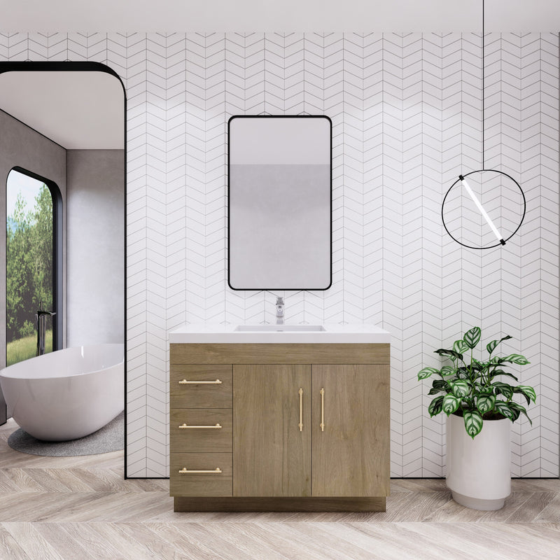 Moreno Bath ELSA42LFS Elsa 42" Freestanding Vanity With Reinforced Acrylic Sink Top (Left Side Drawers)