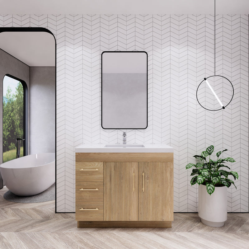 Moreno Bath ELSA42LFS Elsa 42" Freestanding Vanity With Reinforced Acrylic Sink Top (Left Side Drawers)