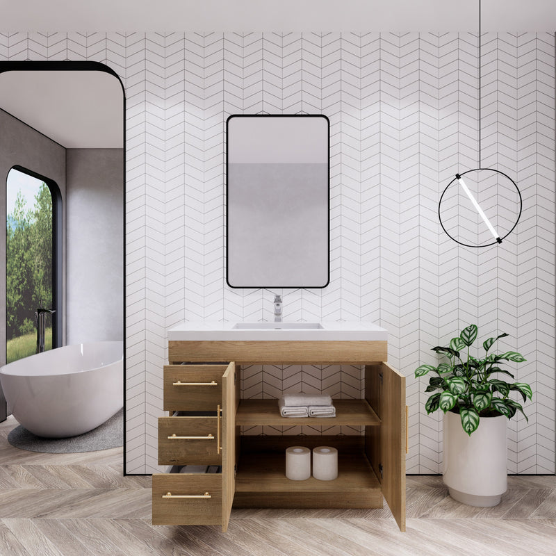 Moreno Bath ELSA42LFS Elsa 42" Freestanding Vanity With Reinforced Acrylic Sink Top (Left Side Drawers)