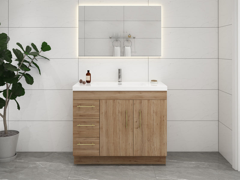 Moreno Bath ELSA42LFS Elsa 42" Freestanding Vanity With Reinforced Acrylic Sink Top (Left Side Drawers)