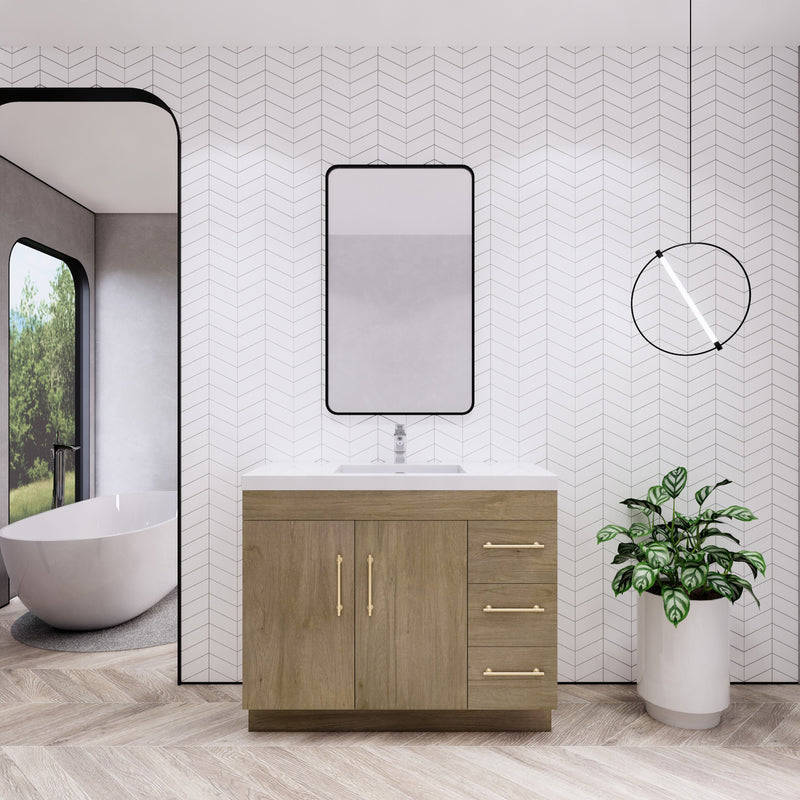 Moreno Bath ELSA42RFS Elsa 42" Freestanding Vanity With Reinforced Acrylic Sink Top (Right Side Drawers)