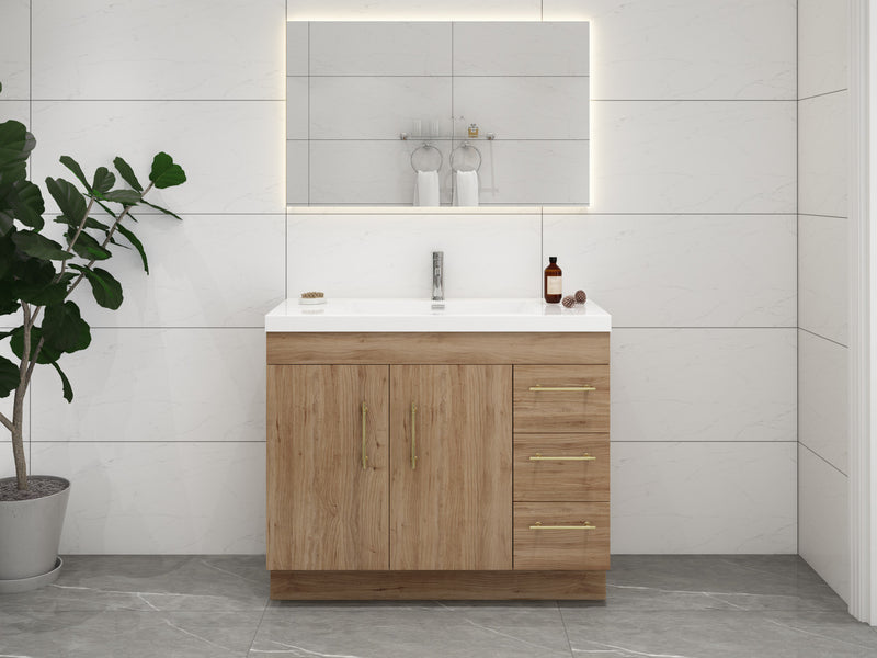 Moreno Bath ELSA42RFS Elsa 42" Freestanding Vanity With Reinforced Acrylic Sink Top (Right Side Drawers)