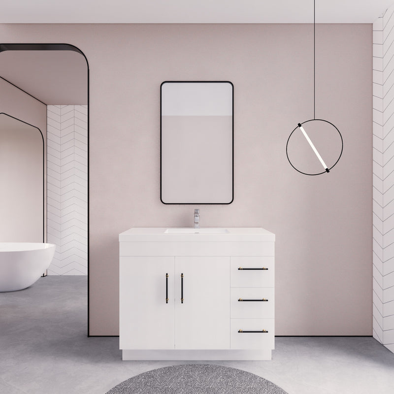Moreno Bath ELSA42RFS Elsa 42" Freestanding Vanity With Reinforced Acrylic Sink Top (Right Side Drawers)