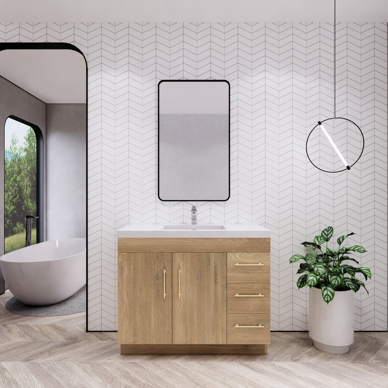 Moreno Bath ELSA42RFS Elsa 42" Freestanding Vanity With Reinforced Acrylic Sink Top (Right Side Drawers)