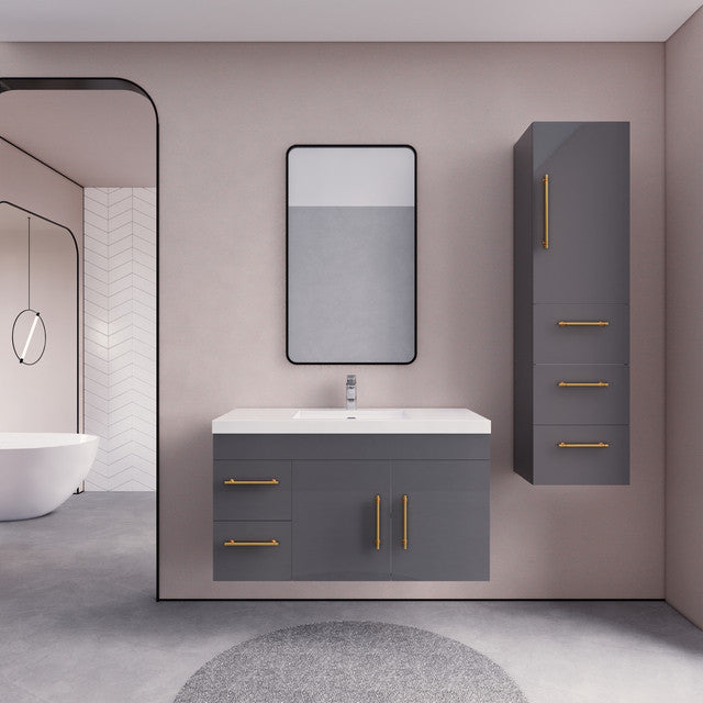 Moreno Bath ELSA42LWH Elsa 42" Floating Bathroom Vanity With Reinforced Acrylic Sink Top (Left Side Drawers)