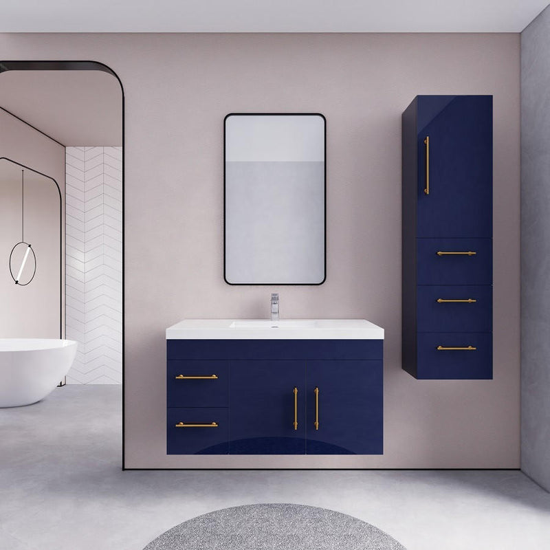 Moreno Bath ELSA42LWH Elsa 42" Floating Bathroom Vanity With Reinforced Acrylic Sink Top (Left Side Drawers)