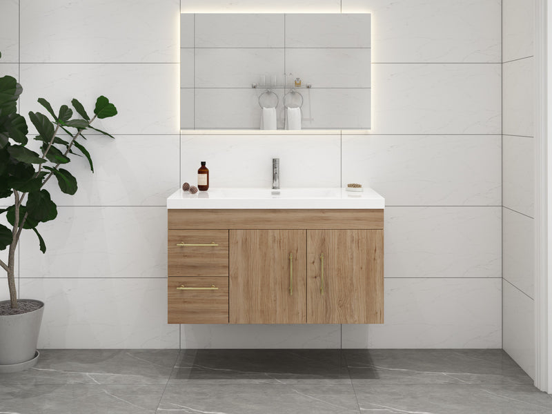 Moreno Bath ELSA42LWH Elsa 42" Floating Bathroom Vanity With Reinforced Acrylic Sink Top (Left Side Drawers)