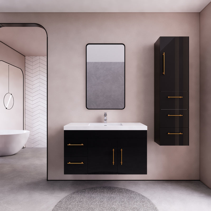 Moreno Bath ELSA42LWH Elsa 42" Floating Bathroom Vanity With Reinforced Acrylic Sink Top (Left Side Drawers)