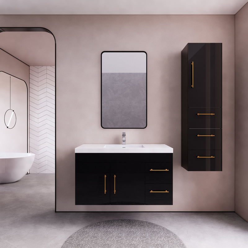 Moreno Bath ELSA42RWH Elsa 42" Floating Bathroom Vanity With Reinforced Acrylic Sink Top (Right Side Drawers)