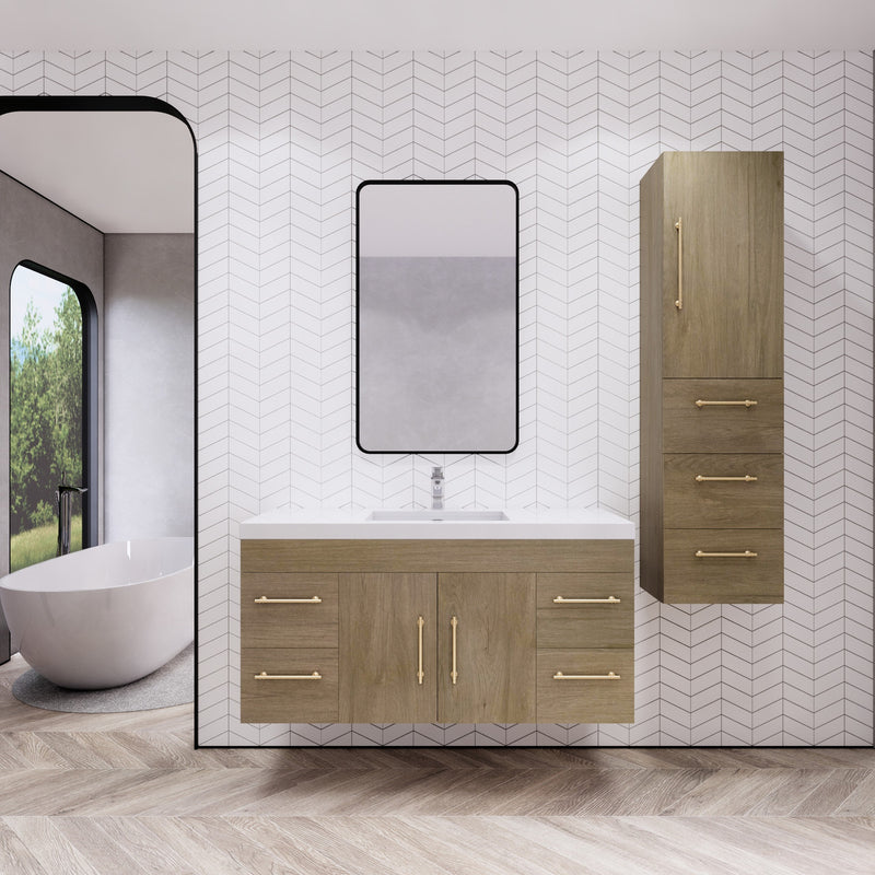 Moreno Bath ELSA48WH Elsa 48" Floating Bathroom Vanity With Reinforced Acrylic Single Sink Top