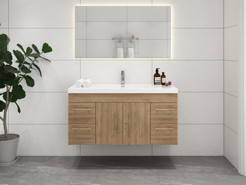 Moreno Bath ELSA48WH Elsa 48" Floating Bathroom Vanity With Reinforced Acrylic Single Sink Top