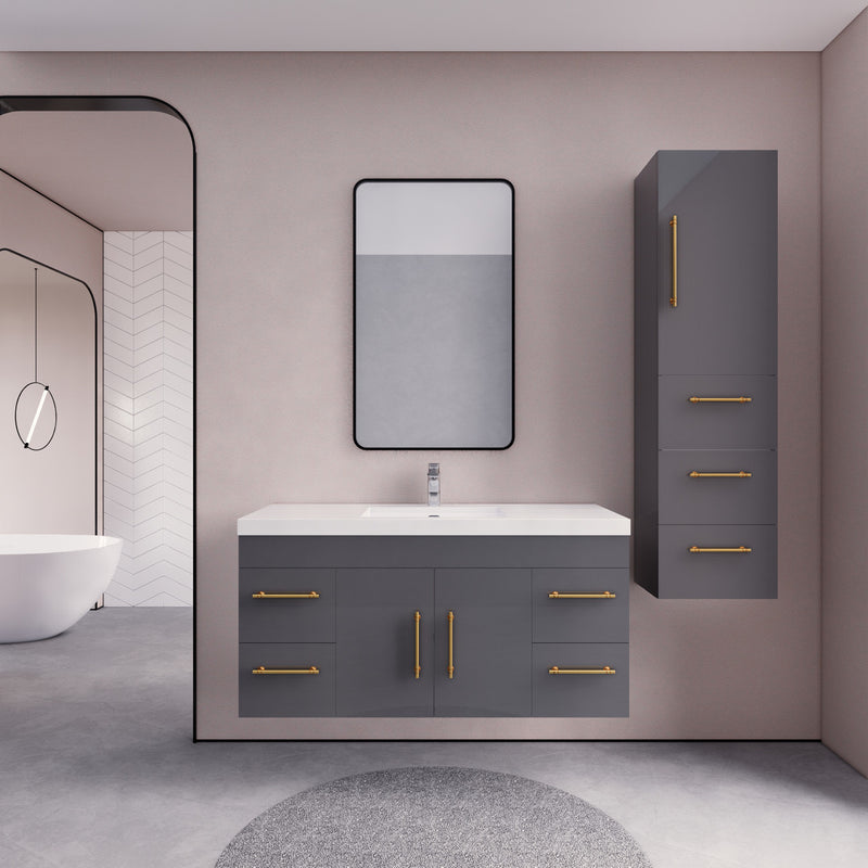 Moreno Bath ELSA48WH Elsa 48" Floating Bathroom Vanity With Reinforced Acrylic Single Sink Top