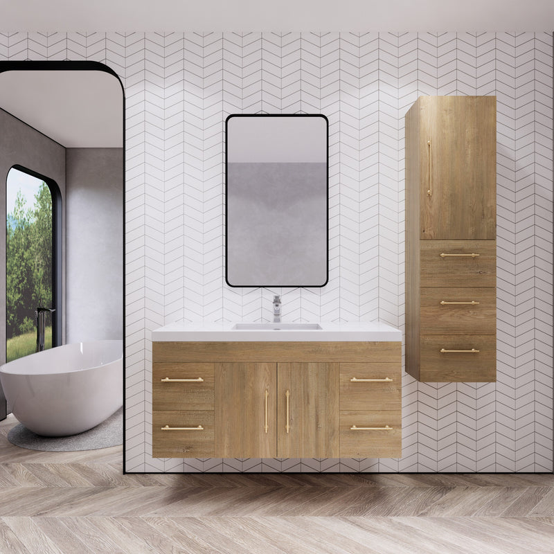 Moreno Bath ELSA48WH Elsa 48" Floating Bathroom Vanity With Reinforced Acrylic Single Sink Top