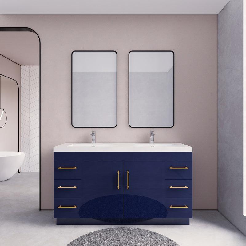 Moreno Bath ELSA60DFS Elsa 60" Freestanding Bathroom Vanity With Reinforced Acrylic Double Sink Top