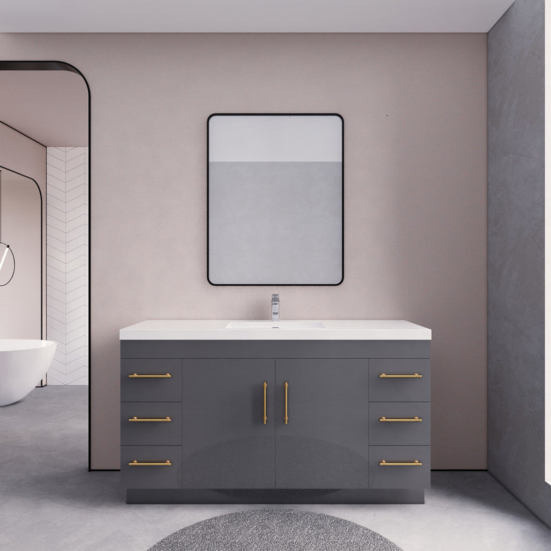 Moreno Bath ELSA60SFS Elsa 60" Freestanding Vanity With Reinforced Acrylic Single Sink Top