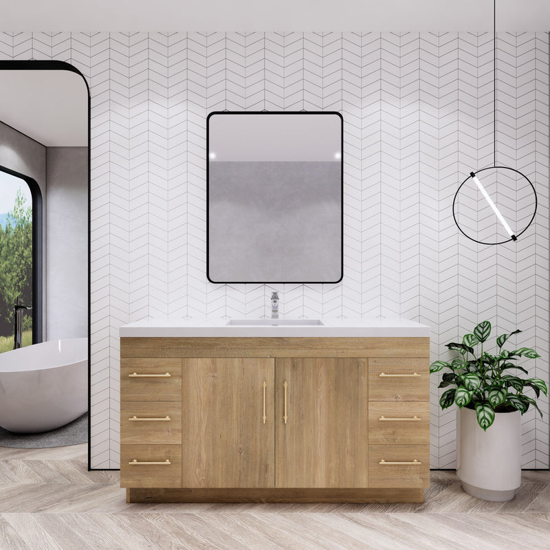 Moreno Bath ELSA60SFS Elsa 60" Freestanding Vanity With Reinforced Acrylic Single Sink Top