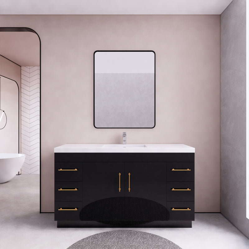 Moreno Bath ELSA60SFS Elsa 60" Freestanding Vanity With Reinforced Acrylic Single Sink Top