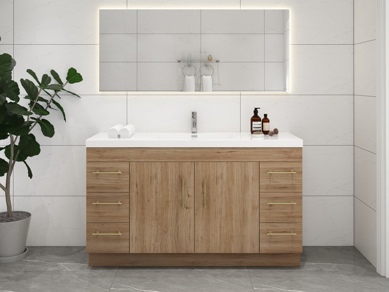 Moreno Bath ELSA60SFS Elsa 60" Freestanding Vanity With Reinforced Acrylic Single Sink Top