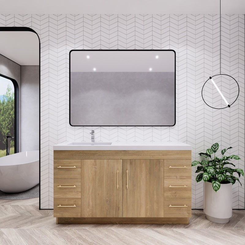 Moreno Bath ELSA60SLFS Elsa 60" Freestanding Vanity with Reinforced Acrylic Single Sink Top (Left Side)