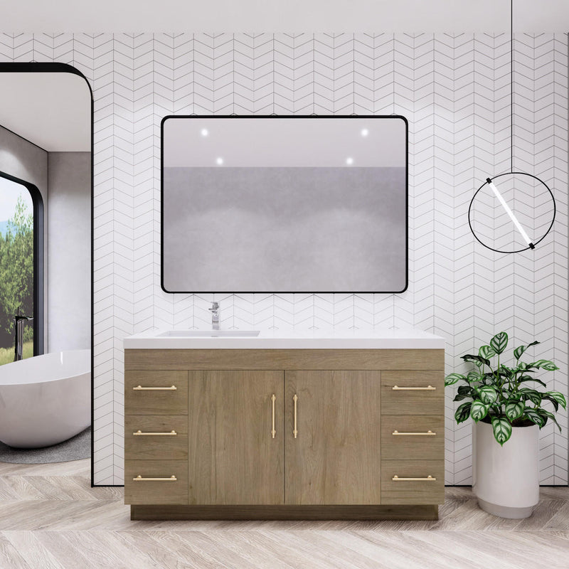 Moreno Bath ELSA60SLFS Elsa 60" Freestanding Vanity with Reinforced Acrylic Single Sink Top (Left Side)