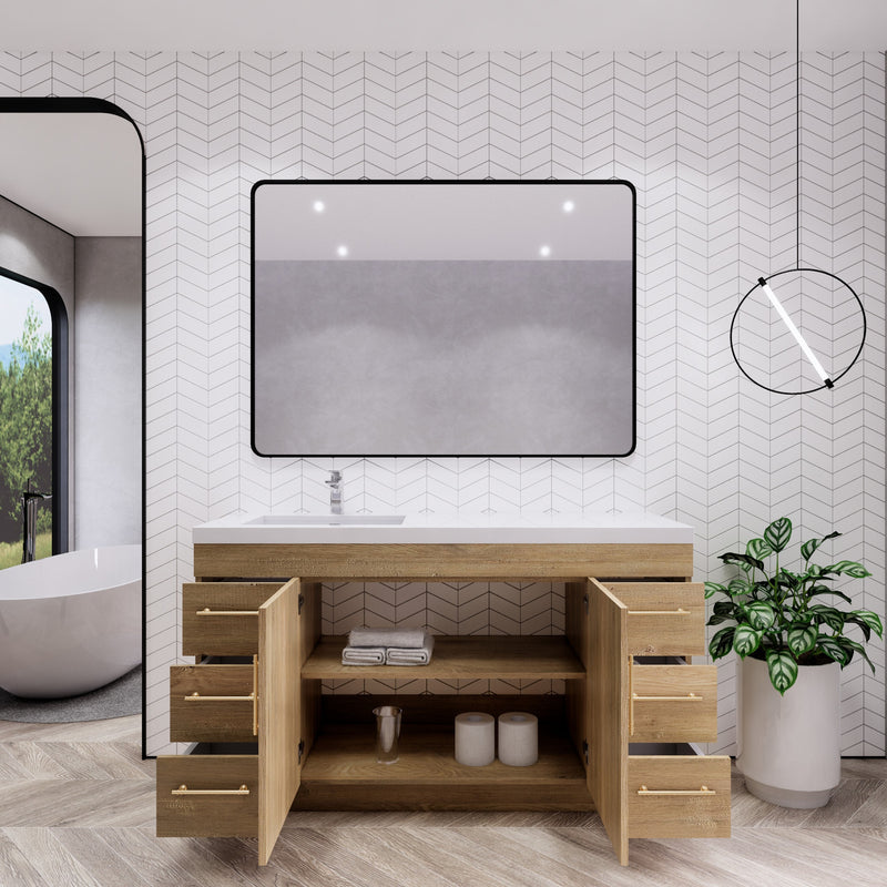 Moreno Bath ELSA60SLFS Elsa 60" Freestanding Vanity with Reinforced Acrylic Single Sink Top (Left Side)