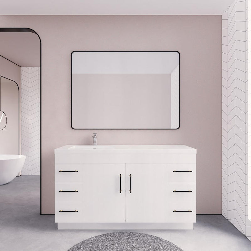 Moreno Bath ELSA60SLFS Elsa 60" Freestanding Vanity with Reinforced Acrylic Single Sink Top (Left Side)